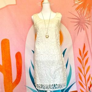 Ann Taylor Loft White Lace Mini Dress, Size 12
